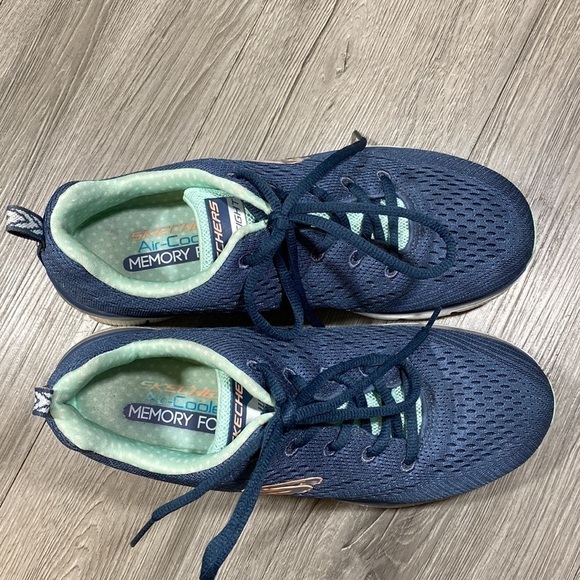 Skechers Ultra Flex Statements Cadet Blue, Silver, & Mint Green Sneakers - Picture 2 of 9